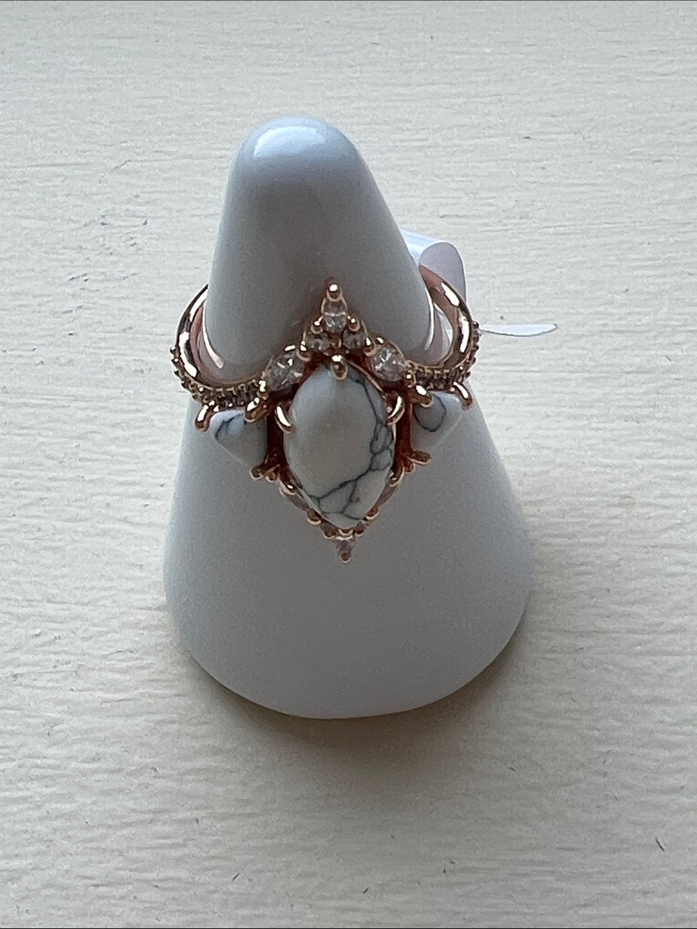 Bp North Star Rose Gold Ring with howlite magnesite and Crystal Accents